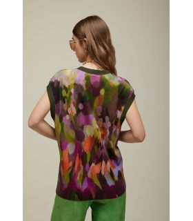 V-neck vest with Multicolor print