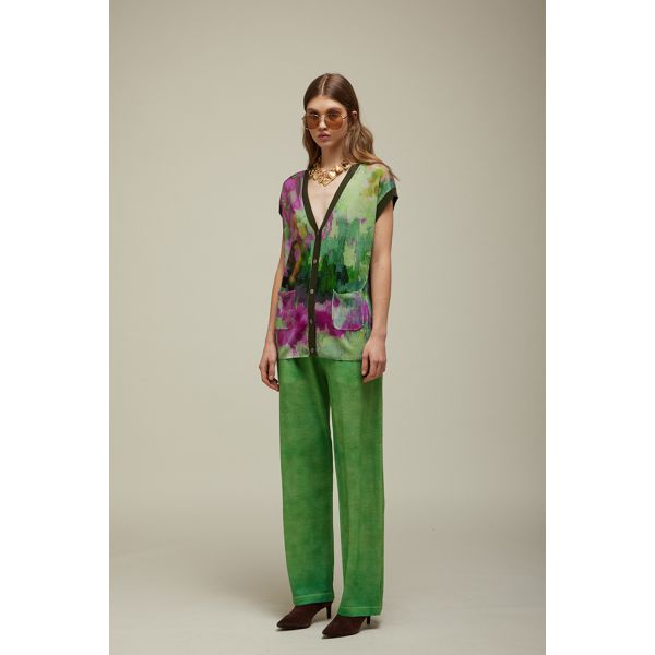 V-neck vest with Multicolor print