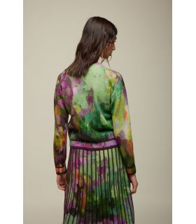 V-neck Oversized Knit Multicolor Print