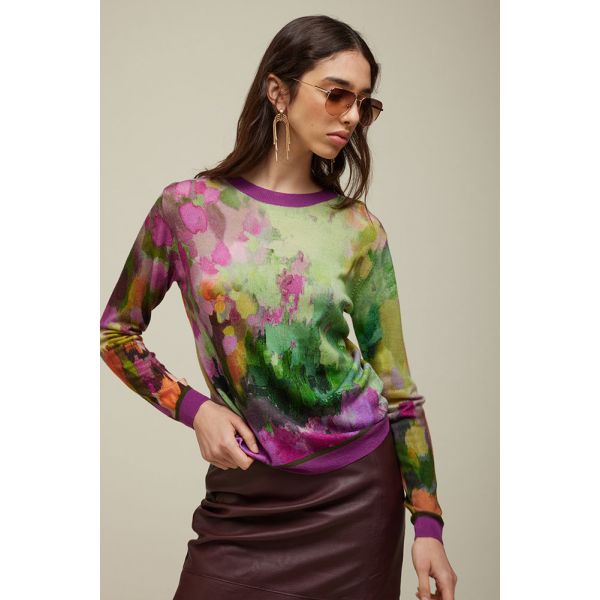 Knit Crewneck Print Multicolor Double Use