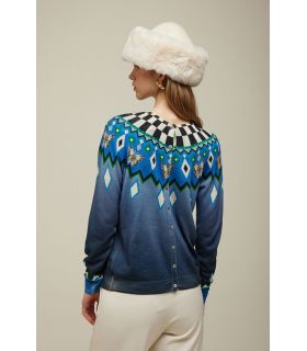 Cardigan with Norwegian Print Double Use