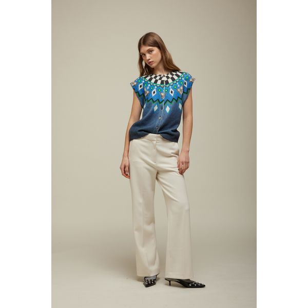 Crewneck Vest Norwegian Pattern Double Use