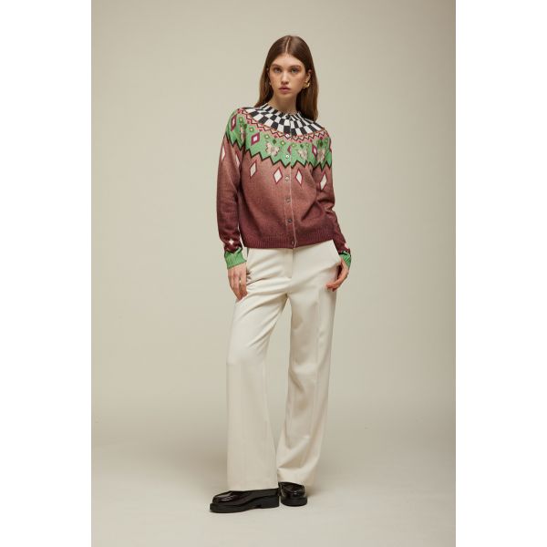 High-neck Jacket Norwegian Pattern Double Use