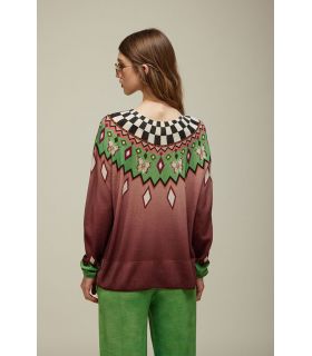 B17 Knitted Oversized Sweater with Norwegian Print Double Use