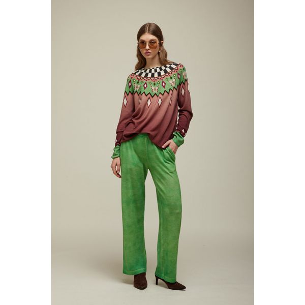 Pull Scollo a barca Over Stampa Norvegese Double Use