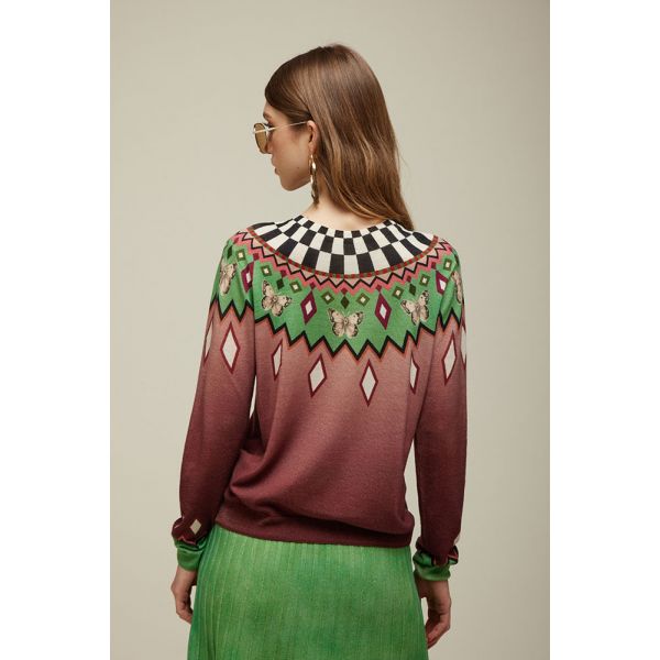 Maglia girocollo Pattern Norvegese Double Use