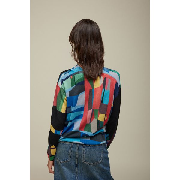 Pull Scollo a barca Over Pattern Pop Double Use