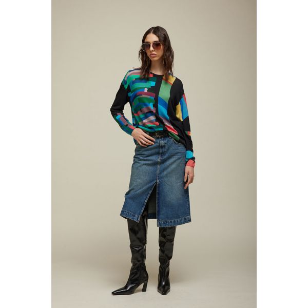 Pull Scollo a barca Over Pattern Pop Double Use