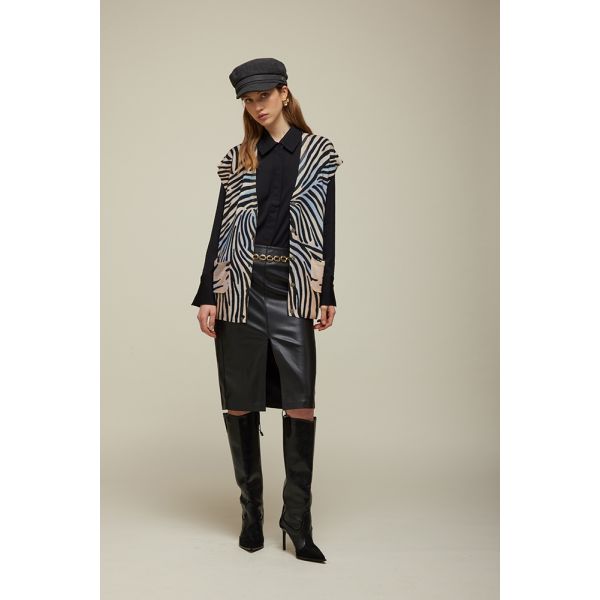 Gilet Scollo V Pattern Zebra