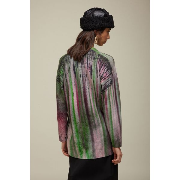 Cardigan Oversized V-neck Print Shaded