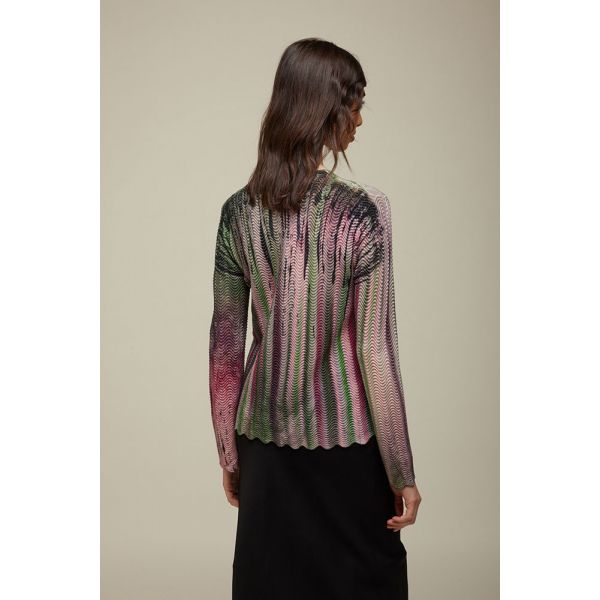 Openwork Sweater with Shaded print