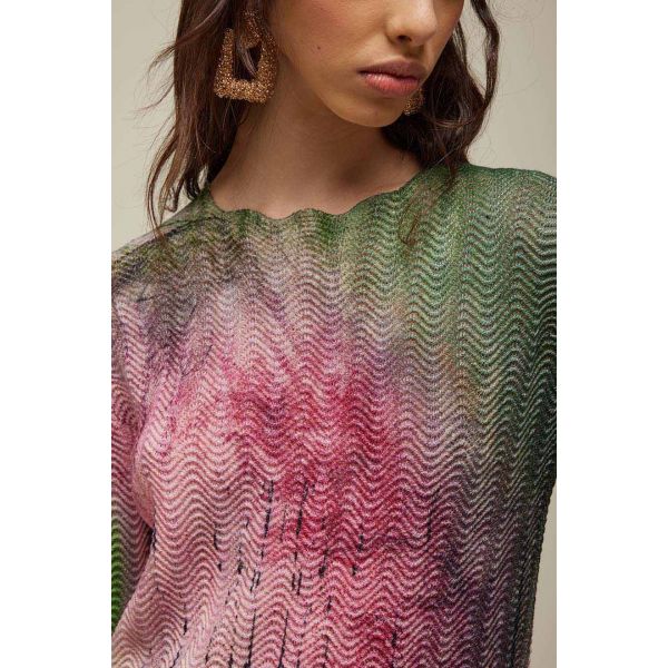 Openwork Sweater with Shaded print