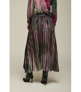 Long pleated skirt Shaded Print