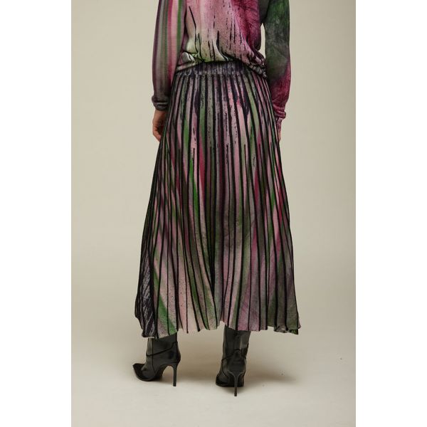 Long pleated skirt Shaded Print