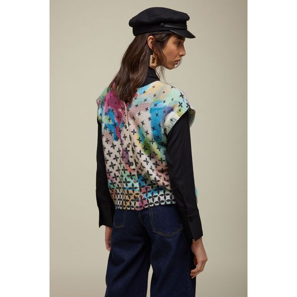 Vest with Print Art Double Use