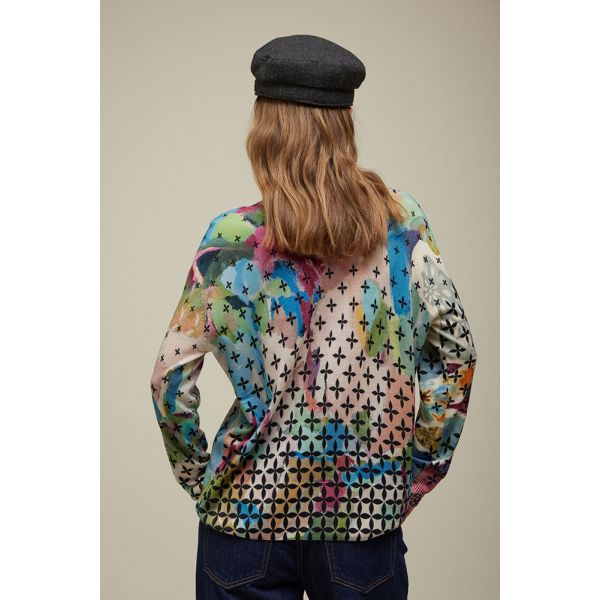 Oversized boatneck sweater Print Art Double Use