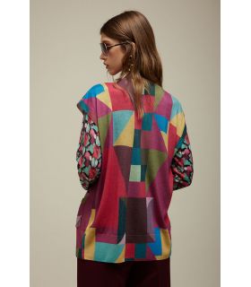 Gilet Scollo V Pattern Patch e Flower