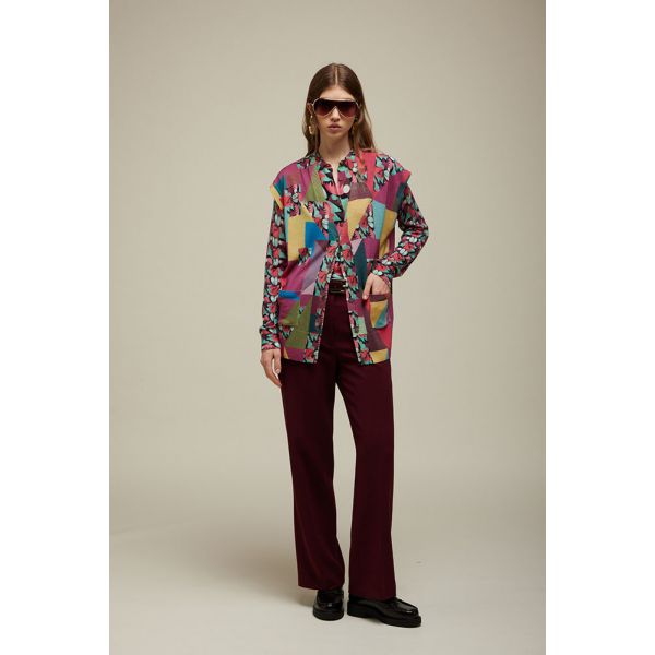 Gilet Scollo V Pattern Patch e Flower