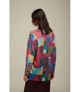Oversize Cardigan with Patch and Flower design
