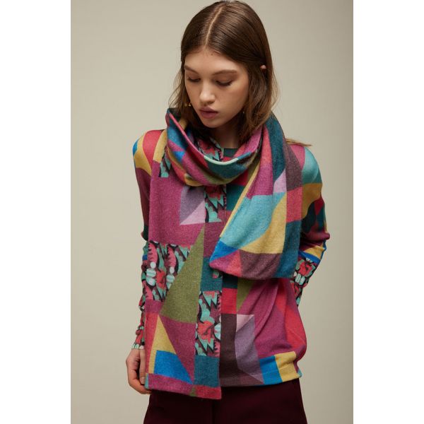 Scarf with Patch & Flower print