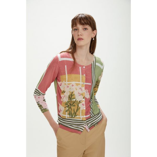 Cardigan stampato con fiori double use
