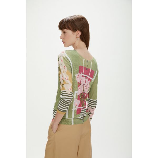 Cardigan stampato con fiori double use