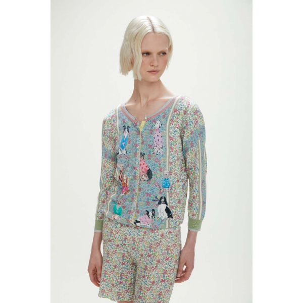 Giacca stampata con Dogs & Flowers