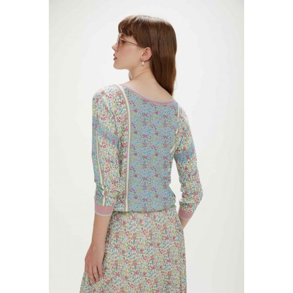 T-shirt in maglia stampata con fiorellini