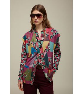 V-neck vest Pattern Patch e Flower