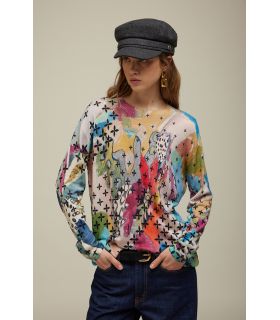 Oversized boatneck sweater Print Art Double Use
