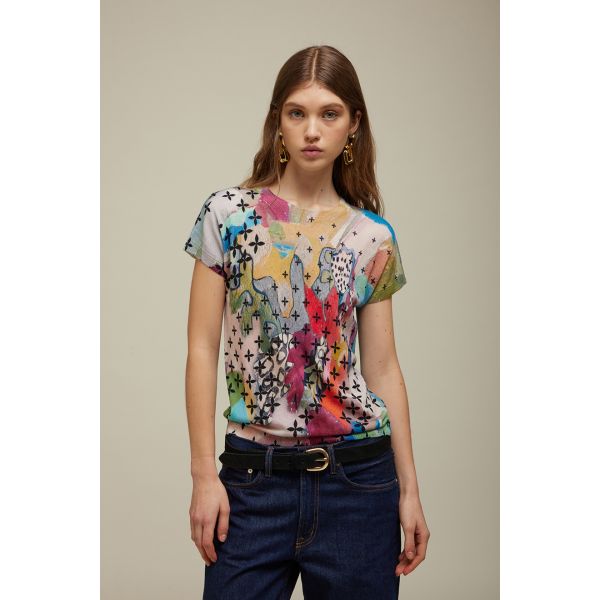 Short sleeve Kimono Art Pattern Double Use