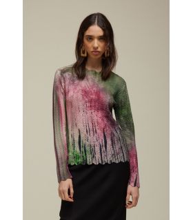 Openwork Sweater with Shaded print