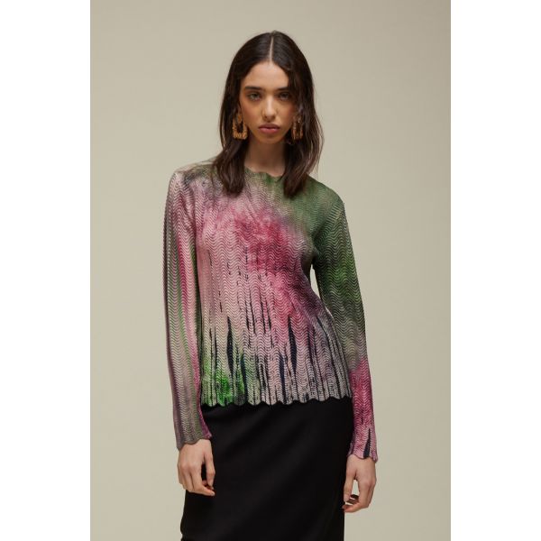 Openwork Sweater with Shaded print