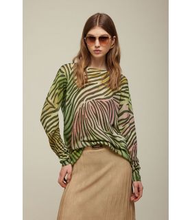 Boatneck Oversized Knit Pattern Zebra Double Use