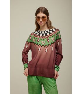 B17 Knitted Oversized Sweater with Norwegian Print Double Use