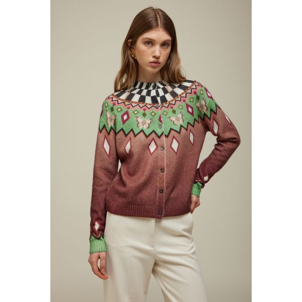 High-neck Jacket Norwegian Pattern Double Use