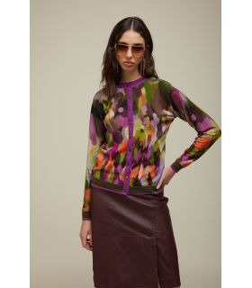 Cardigan with Multicolor Print Double Use