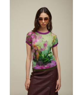 Kimono Sweater with Multicolor Pattern Double Use