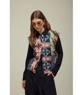 Tricot vest with Houndstooth Print Double Use