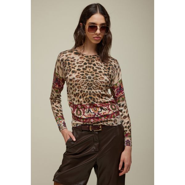 Tricot sweater with Animalier Print Double Use