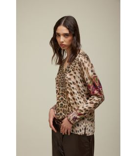 Oversized V-neck Sweater with Animalier pattern