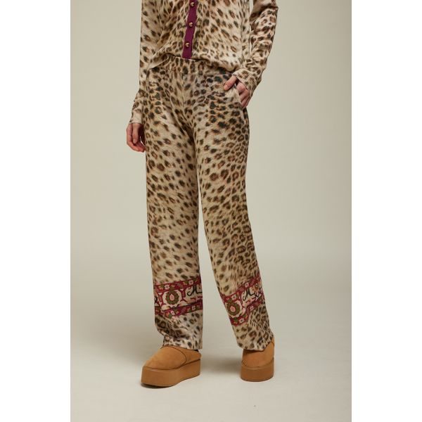Trousers with Animalier Print Pattern