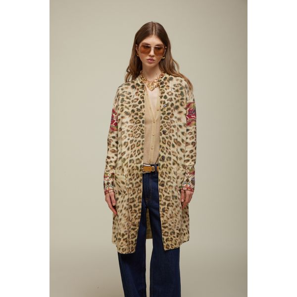 Tricot Coat with Animalier print