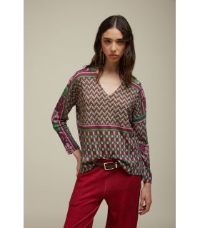 V-neck Oversized sweater with Ties pattern