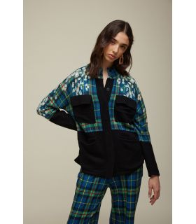 Tricot Parka with Tartan Pattern