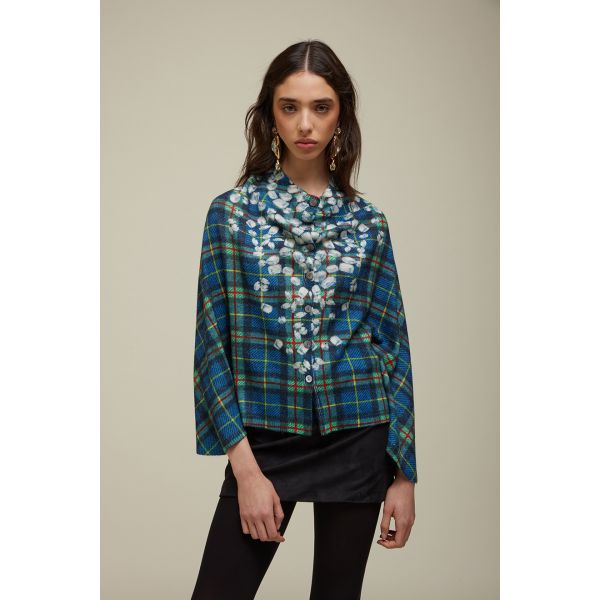 Poncho Tartan Pattern Double Use