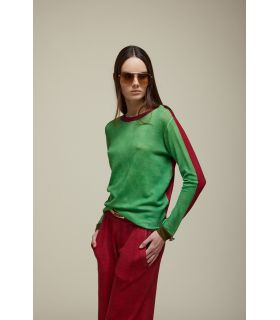 Crewneck Knit sweater with Bicolor fake solid pattern double use