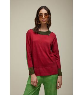 Oversized sweater with Bicolor fake solid pattern Double use