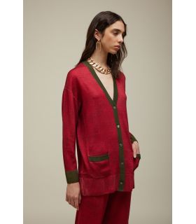 Oversize V cardigan with Fake solid color print