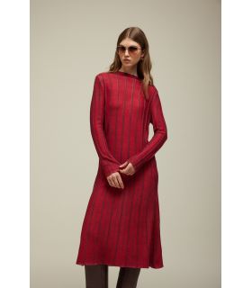 Pleated dress with Fake solid color print